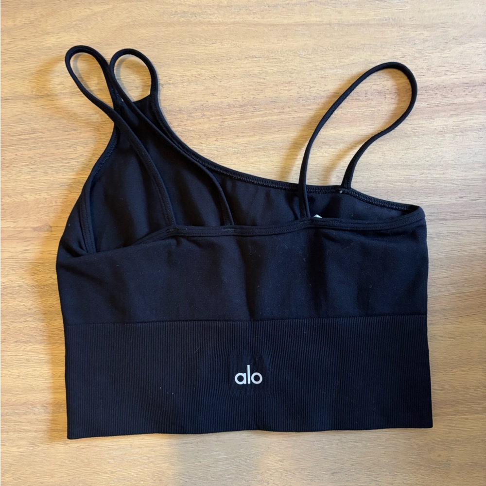 ALO Yoga Black One Shoulder Sports Bra Top